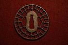 Tsuba Japanese Antique Iron Mumei Chrysanthemum Openwork Design Edo Era