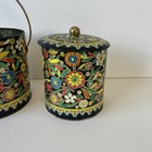 Vintage Daher Tin Bucket And Canister Set Made In England Floral Embossed Boho