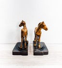 Art Deco Horse Bookends Vintage 1930s Spelter Painted Bronze Finish Pair