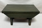 Antique Vintage Primitive Style Green Painted Wood Footstool Plant Stand Petite
