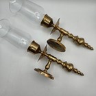 Vintage Solid Brass Wall Sconces Pair Glass Hurricane Candle Holders Gatco 16 In