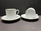 Pair Of Vintage Tiffany   Co Demitasse espresso Cups   Saucers W  Gold Trim 