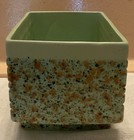 Mcm Rectangle Planter Geometric Green Gold tan 6   x3 75   x3 5    Clean Unused Nice