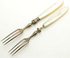 Antique Victorian Sterling Silver And Mother Of Pearl Pickle Fork Set For Repair
