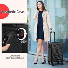 Rolling Makeup Train Case With A Drawer Nail Trolley Black red   Sturdy Abs   Al