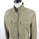 Habsburg Leather Janker Annunziata Womens Sz 42 Gray Green Lambskin Suede Hunting Jacket