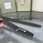 Tom Ford Belt Reversible Leather Silver Buckle Authentic