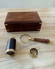 Nautical Gift Box Personalized Antique Brass Telescope With Magnifier And Compas