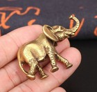 2x Brass Elephant Statue Mini Animal Sculpture Tabletop Figurine Home Decor Gift