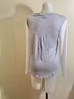 Joe Fresh Size S White Gray Sheer Rayon Top Long Sleeve Blouse T-shirt Soft Flaw