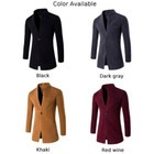 Jacket Outwear Mens Casual Wool Blend Trench Overcoat Warm Long-coat Winter