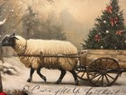 Primitive Christmas Sheep Canvas Sign  1