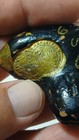 H  Fiehn Ocarina C1 Austria Black Antique Gold Hand Painted Clay Flute 4  As Is
