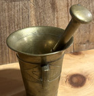 Antique Brass Mortar   Pestle Stamped No 3 Grillby Aktiebolag Metalfabrik 
