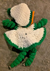 Vintage Pixie Elf Doll   Handmade Crochet Green White Christmas Pointed Ears 10 