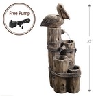 Teamson Home Outdoor Tiered Pelican And Wooden Post Waterfall Fountain  Brown