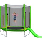 7ft Trampoline For Kids W  Safety Enclosure Net Slide And Ladder In outdoor Gift