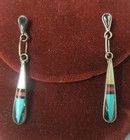 Vintage 80 s Navajo Or Zuni Earrings Sterling Pierced Dangle Post Earrings 1 5 