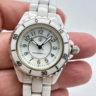 Isaac Mizrahi Live Womens White Ceramic Link Bracelet Watch Japan Movt 3atm