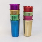 Set Of 8 Assorted Colors Aluminum Mcm Drinking Glasses
