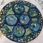 Yair Emanuel Wooden Painted Passover Seder Plate Forest Scene Set Unused Nob New