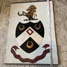 Hand Painted Coat Of Arms Picture Family Lion Vtg 