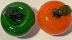 Lot Of  2 Vintage Murano Style Fruits Hand Blown Glass Decor Art Orange   Apple