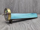 The Sea Parrot 1990 s Handmade Green Slag Stained Glass Kaleidoscope W Wheel