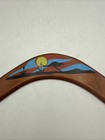 Hand-painted Aboriginal Boomerang With Kangaroo Australian Style Wood Deco