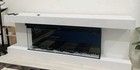 Modern White Wood Electric Fireplace Mantel Surround Set  Led Flame  66 5  Wide