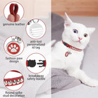 Leather Personalized Breakaway Cat Collar With Studded Bell And Safety Quick Rel