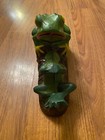 Mechanical Reproduction Frog Coin Bank Toy Cast Iron Metal Frogs Works Good