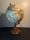 Vtg Replogle 9 Inch World Classic Series Globe Raised Relief Map Wooden Base Usa
