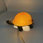 Vintage Box Turtle Lamp Or Night Light Amber Glass Shell Cast Metal Body Base