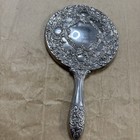 Antique Vintage Beautiful Silver Plated 9    Ornate Vanity Hand Held Mirror Heavy