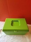 Vintage 60s 70s Wilson Wil-hold Lime Neon Green      Plastic Sewing Box W  Tray