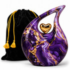 Royal Purple Marble Teardrop Cremation Urn For Human Ashes Adult 10   Urns W bag