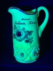 Salina  Kansas Uranium Custard Glass Pitcher Souvenir Ks Kans Antique