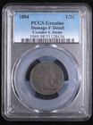 1804 P Half Cents Draped Bust Pcgs Genuine - Fine Details Bn Crosslet 4  Stems