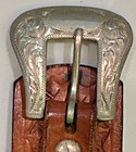 Vintage Hand Tooled Brown Western Leather Belt 35   