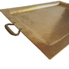 Vintage 17x12 Rectangular Hand Made Hammered Brass Serving Tray Handles Antique