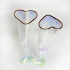 Pair Of David Tutera Heart Wedding Valentines Event Iridescent Champagne Glasses
