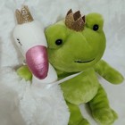 Frankford Frog And Swan Plush Gold Glitter Crowns Green White Stuffed Animal 7 