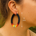 Handmade Beaded 2 Inch Black Color Native Style Hoop Earrings