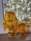 Vintage Lucite Dog Wall Hanging Mcm Set Of 2 Puppy 60s Yellow Orange 6    Resin