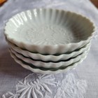 Four Antique Japanese Old Imari White Porcelain Chrysanthemum Dishes Plates Rare