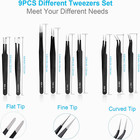 10pcs Esd Precision Tweezers Set Stainless Steel Tool For Electronics Repair