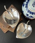 Large Rare Tiffany   Co Sterling Silver Peach Leaf Dish Pair  25053 American 6   