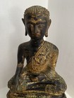 Vintage  Maybe Antique  Brass Bronze Metal Gold Black Buddha Statue 5 3 4 