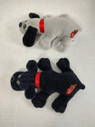 2 Vintage Tonka 1986 Pound Puppies Plush 8   One Black One Gray Red Collars